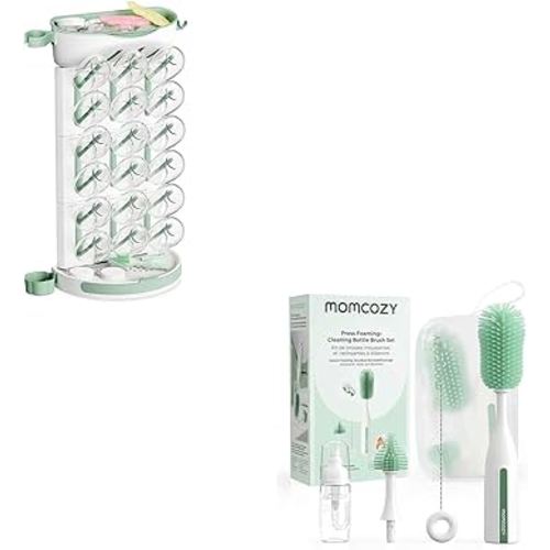 Momcozy DIY Larger Bottle Drying Rack for 18 Bottles Bottle Brush Kit Pro