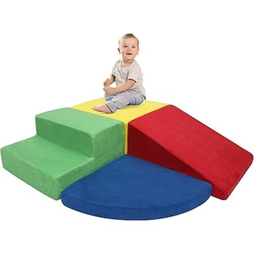 Large Baby Climbing Blocks 4pcs Climbing Toys for Toddlers - Ultra High Density Soft Foam Play Gym Equipment Easy Wash for Indoor Nursery