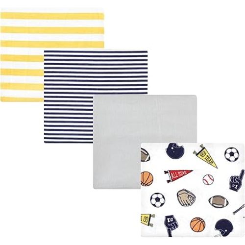 Hudson Baby Unisex Baby Cotton Flannel Receiving Blankets, Sports Fan, One Size