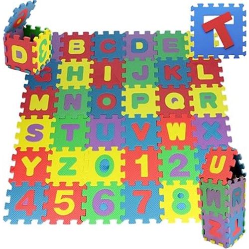 36Pcs Foam Play Mat Puzzle Alphabet and Numbers Interlocking EVA Tiles (36-Piece Set) 5.5 x 5.5 inche (Small Size 5.5"x5.5")