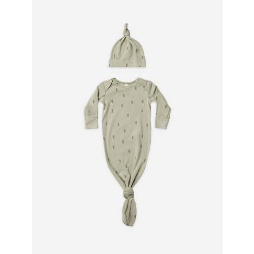 Knotted Baby Gown & Hat Set | Trees
