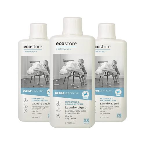 Ecostore Ultra Sensitive Laundry Liquid x3/ 1L, Formulated For Sensitive Skin, Fragrance Free, Allergy and Asthma Friendly, Dermatalogically Tested and Sensitive Choice Approved : Amazon.com.au: Baby