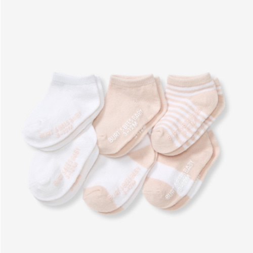 Burt's Bees Baby Unisex Baby Socks Ankle or Crew Height Made with Soft Organic Cotton, 6 Packs with Non-Slip Grips for Babies