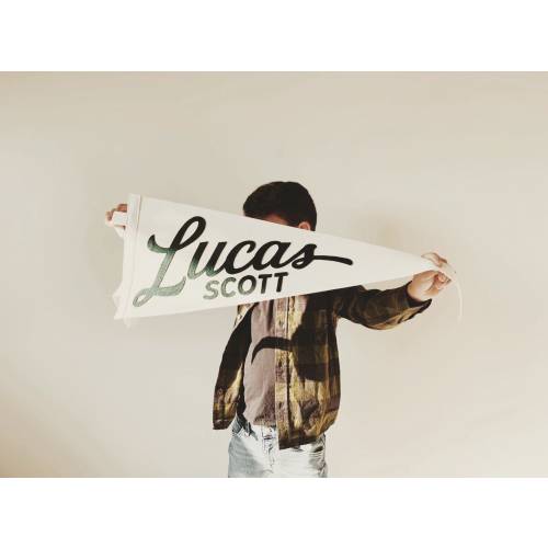 LUCAS PENNANT - Custom Name Wool Felt Pennant Flag - Vintage Style Personalized Felt Pennants and Banners
