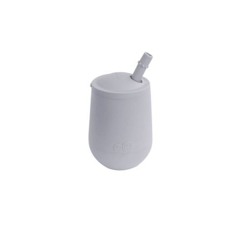 ezpz Mini Cup + Straw Training System - 4oz - Pewter: Silicone, BPA-Free, Non-Slip, Service For 1