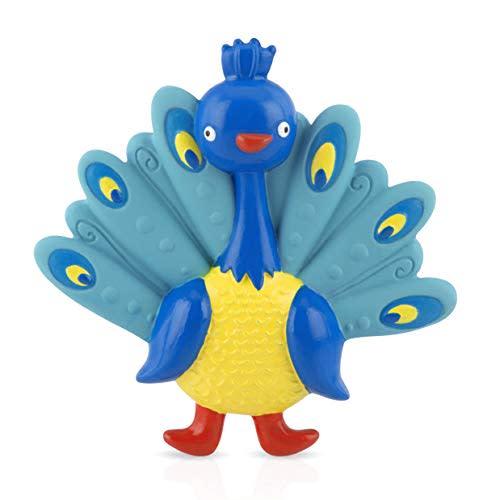 Nuby Squeezy Teethe Soft Rubber Teething Toy - Baby Teething Toy - 3+ Months - Peacock