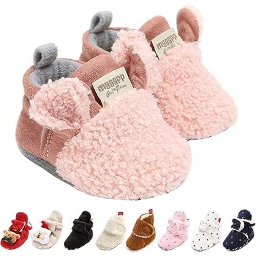 GDSDYM Baby Booties Cozy Fleece Slippers Soft Baby Shoes With Gripper Soles, Winter Warm Infant Newborn Crib Sock Shoes First Walkers