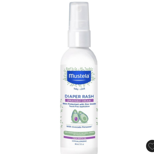 Mustela Baby Diaper Rash Cream Spray – Touch-Free protectant with Zinc Oxide & Natural Avocado - Treats, Soothes and Prevents Diaper Rash- Fragrance-Free - 3 fl. oz