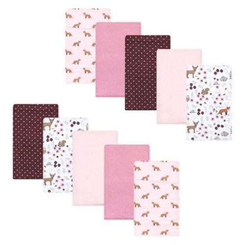 Luvable Friends Hudson Baby Flannel Burp Cloths 10pk, Forest Woodland