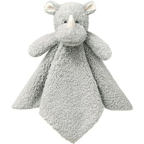 Baby Gray Rhino Soft Stuffed Animal Security Blanket, Plush Rhino Character Lovey Blanket, Baby Shower/Nursery Gift, Newborn Infant Toddler Snuggle Blankie for Boys Girls, 14 Inches