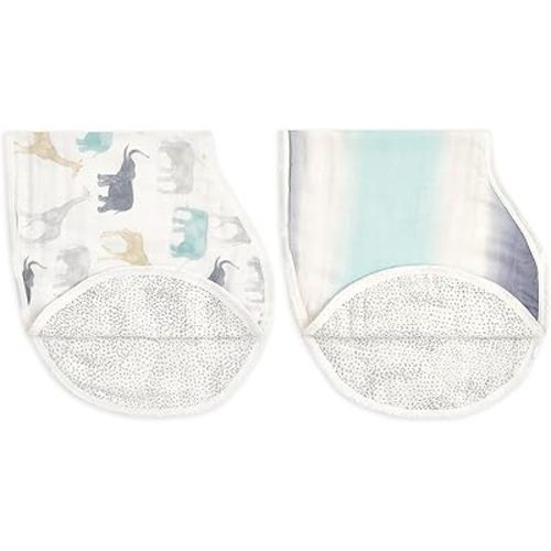 aden + anais Silky Soft Bamboo Viscose Burpy Bib – Multi-Use, Absorbent 4-Layer Burp Cloth and Full-Coverage Snap-Closure Baby Bib in One, Lap-Shoulder Drool Cloth, 22.5” X 11”, 2-Pack, Expedition