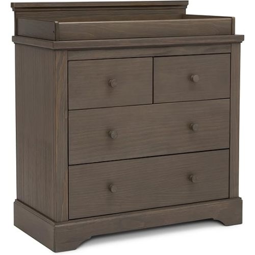 Simmons Kids Paloma 4 Drawer Dresser with Changing Top and Interlocking Drawers - Greenguard Gold Certified, Rustic Grey