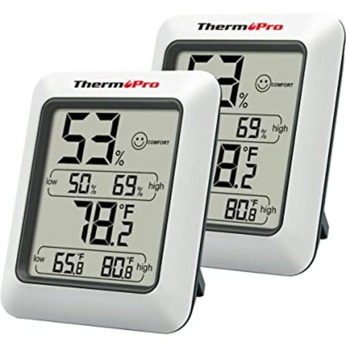 ThermoPro TP50 2 Pieces Digital Hygrometer Indoor Thermometer Room Thermometer and Humidity Gauge with Temperature Humidity Monitor