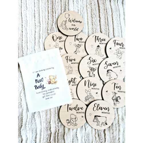 Baby milestone wooden discs ,photo prop plaque, baby shower new baby gift
