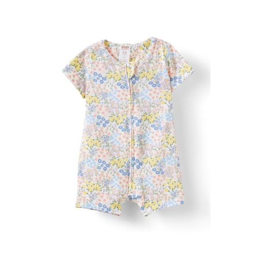 The Billie Short Sleeve Zip Romper, Newborn