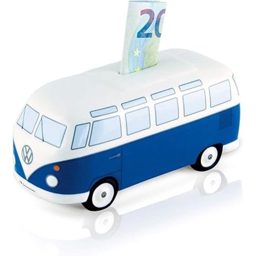 BRISA VW Collection - Volkswagen Savings Bank Piggy Bank Money Coin Box in T1 Bus Samba Design (Classic Bus/Blue)