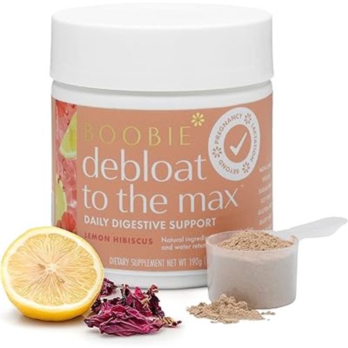 Boobie Debloat to the Max | Rapid Debloating for Women & Men | L-Glutamine and Marshmallow Root for Gut Health | Lemon Hibiscus Flavor, 40 Servings
