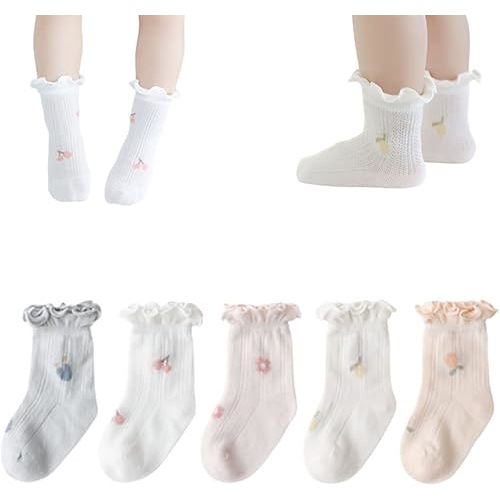 Baby Girls Socks Toddlers Ruffle Girl's Frilly Baby Summer Solid Mesh Crew Socks
