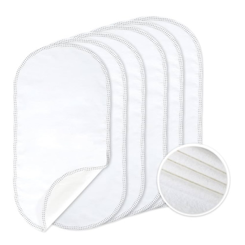 TILLYOU Waterproof Changing Pad Liners 6 Pack, 100% Cotton Reusable Cloth Diaper Liners, White