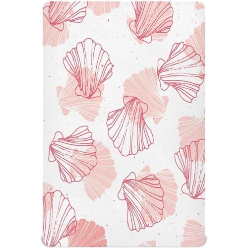 Coral Seashell Crib Sheets - Stretchy Fitted Crib Sheets for Boys Girls, Unisex Cozy Baby Crib Sheet 28 x 52 x 9 Inches