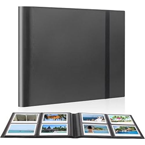 160 Pockets Photo Album for Fujifilm Instax Wide 300, Polaroid 600 i-Type 3.5x4.5 Inch Film Album, Compatible with Polaroid Now OneStep2 OneStep+ Instant Camera, POP Lab Print Camera (Black)
