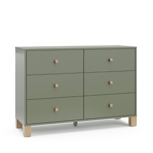 Storkcraft California 6 Drawer Dresser with Interlocking Drawers, Color: Olive/Driftwood