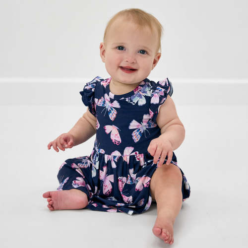 Royal Butterflies Flutter Twirl Dress with Bodysuit | Little Sleepies