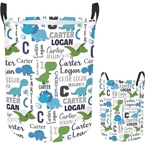 Personalized Dinosaur Baby Nursery Hamper for Kids, Custom Name Laundry Baskets for Boys Girls Adults, Personalized Baby Girl Hamper with Name, Clothes Storage Organizer Waterproof