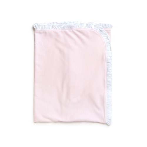Pima Cotton Ruffle Trim Baby Blanket - Lt Pink Mini Stripe – Milly Marie
