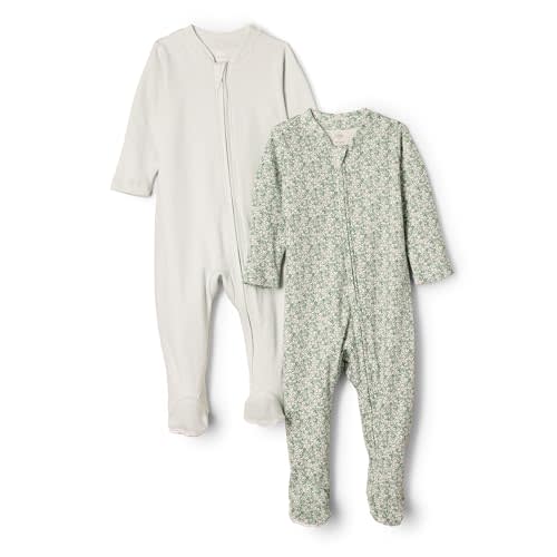 Amazon Essentials x Sofia Grainge Unisex Babies' Cotton Footed Sleep and Play Bodysuit, Pack of 2