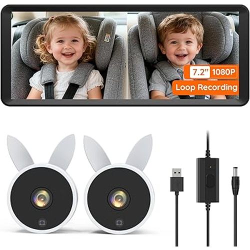 USB Power Cable Adapter + BV3 MAX Dual Baby Car Camera with Recording.