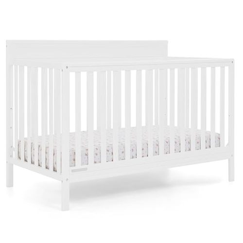 Delta Children Isabelle 6-in-1 Convertible Crib, Converts to Toddler Bed, Daybed, Sofa & Full Bed With/Without Footbaord, Fits Standard Crib Mattress, 3 Mattress Heights for Baby Nursery, Bianca White