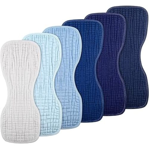 Frienda 6 Pieces Baby Muslin Burp Cloths Large 9 x 20 Inch 6 Layer Burp Cloth Multi Colors Muslin Washcloths Diapers Newborn Face Towels for Baby Boy Girl Unisex(Blue Series)