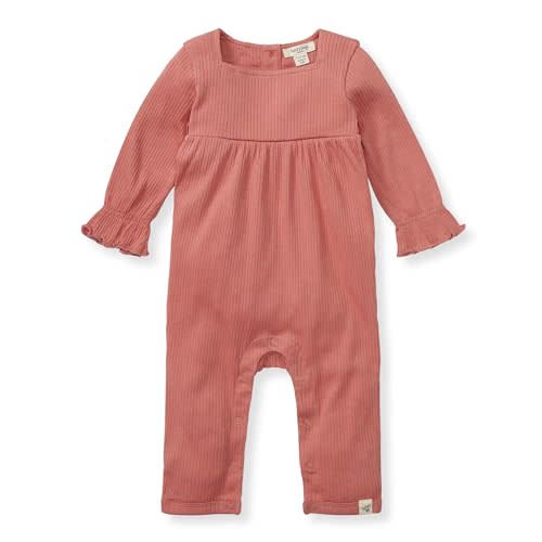 Burt's Bees Baby Baby Girls Romper - 100% Organic Cotton, One-Piece Shortall Girl Outfit for Sizes Newborn to 24 Months