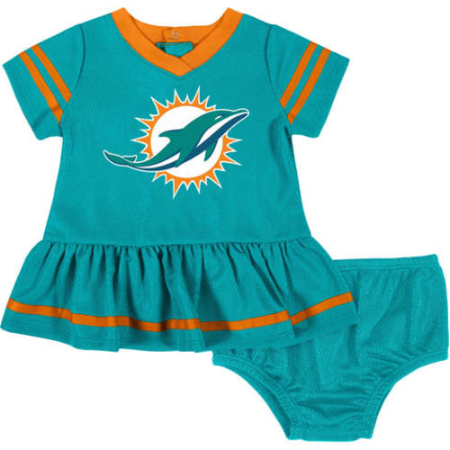 2-Piece Baby Girls Miami Dolphins Dress & Diaper Cover Set