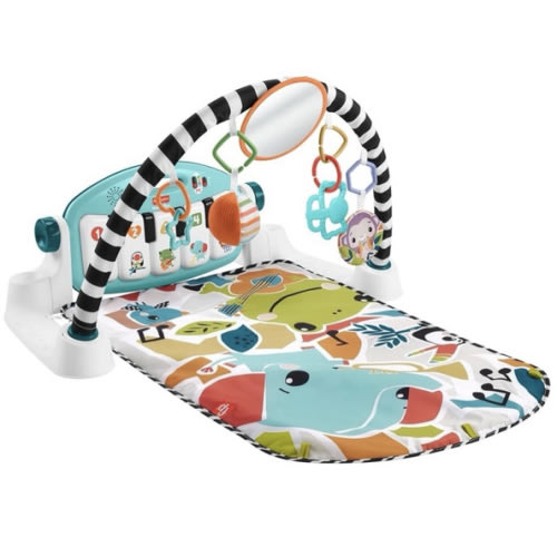 Fisher-Price Baby Activity Mat Glow and Grow Kick & Play Piano Gym, Portable Musical Toy with Smart Stages Learning, Ages 0+ Months, Blue