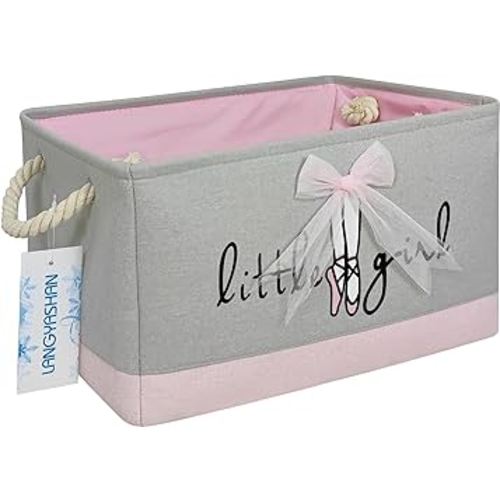 LANGYASHAN Rectangular Storage Bin Collapse Canvas Fabric Cartoon Storage Basket with Handles for Organizing Home Kitchen Boys and Girls Toys Office Closet Shelf Baskets (Rec lace)