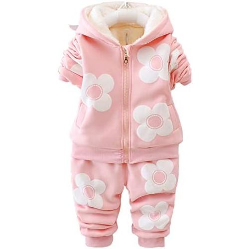 Yao Spring and Autumn Winter Fleece Flowers Warm Girls 2 Piece Set