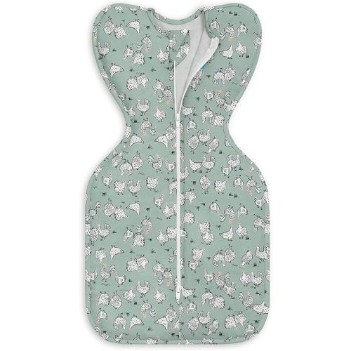 Love to Dream Swaddle UP, Baby Sleep Sack,Self-Soothing Swaddles for Newborns, Improves Sleep,Secure Fit Calms Startle Reflex,New Born Essentials for Baby,1.0 TOG,Small 5-8.5 lbs,Chicken Run Olive