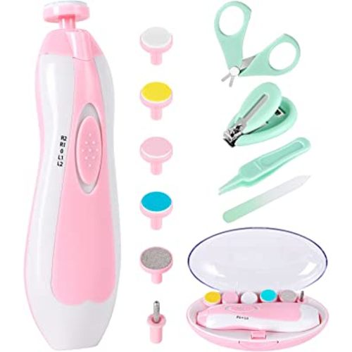 Baby Nail Trimmer Electric-12 in 1 Baby Nail Clippers Safe Baby Nail File Kit with a Nail Clipper, Scissor, Tweezers, and Nail Files