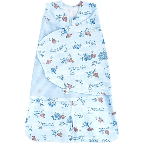 HALO Disney Baby Finding Nemo 100% Cotton Sleepsack Swaddle, 3-Way Adjustable Wearable Blanket, TOG 1.5, Nemo Tie Dye, Small, 3-6 Months