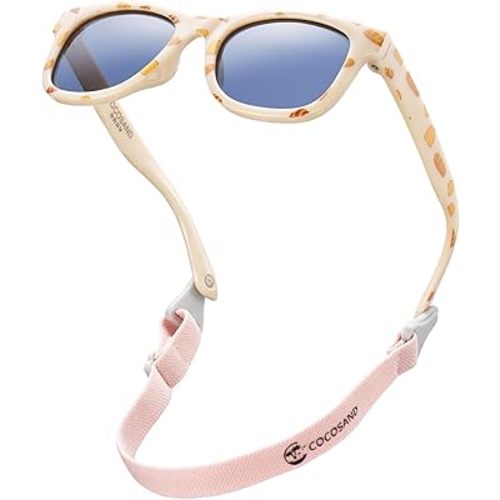 COCOSAND Flexible Polarized Baby Sunglasses with Strap UV Protection for Toddler Infant Girl Boy Age 0-24 Months