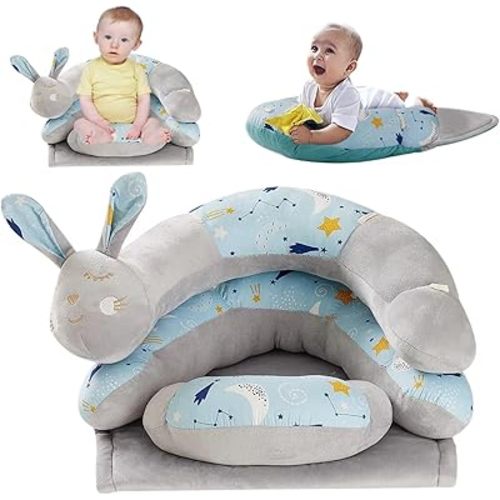 2-in-1 Tummy Time Mat Floor Seated Support Pillow,Baby Tummy Breastfeeding Time Pillow Support for Newborns and Older Babies with Detachable Support Pillow (Starry Sky)