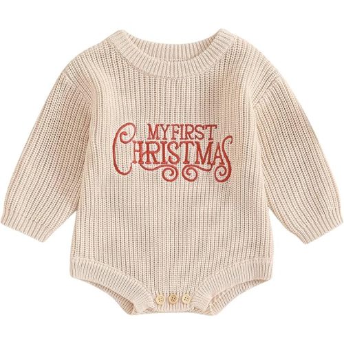 Adobabirl Baby Girl Boy Knitted Sweater Bubble Romper Long Sleeve Jumpsuit Festival Outfit Fall Winter Spring Clothes