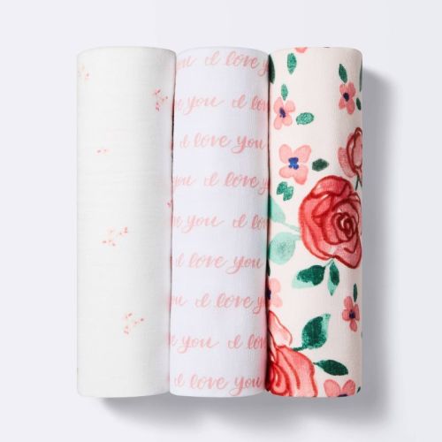 Muslin Swaddle Blanket In Bloom - Pink - 3pk - Cloud Island™