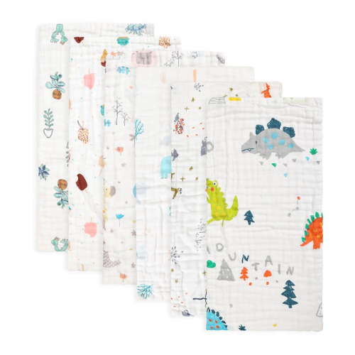 FOOK FISH Muslin Baby Burp Cloths, 6 Pack, 20'' x 10'', Premium Cotton, Ultra Soft, Absorbent, Unisex