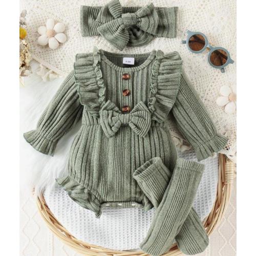 Sage Sweetheart Ribbed Romper Set