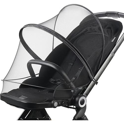 Baby Mosquito Net with Double Zipper Bassinet Stroller Cover for Baby/Stroller/Car Seat/Cradles/Carriers, Easy to Use, Visible Breathable Mesh, Keep Insects/Bugs/Cats Out, Black