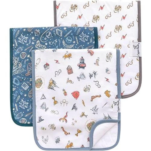 Copper Pearl Premium Baby Burp Cloths - 3-Pack (21" x 10" Size, Wizarding World Set)