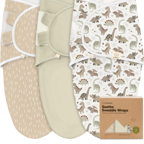 3-Pack Organic Baby Swaddle Sleep Sacks - Swaddles for Newborns, Infant 0-3 Months, Baby Girls, Boys, Soft & Snug Newborn Sleep Sack, Nursery Swaddling Blankets (Dino Ridge)